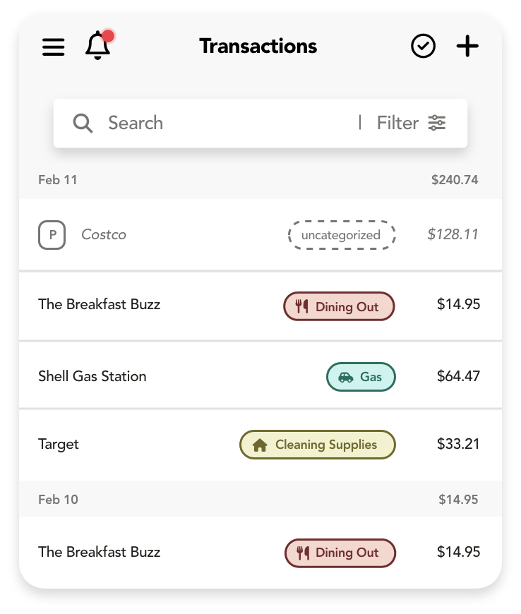WizeFi App Transactions Page